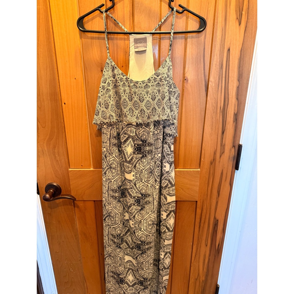 Anthropologie Vanessa Virginia Paisley Maxi Dress Black White Racerback 186